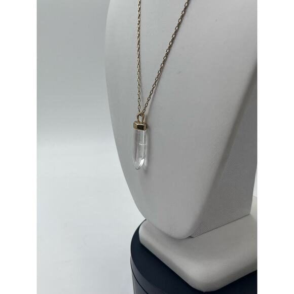 STELLA & DOT Gold Toned Chain Clear Quartz obelisk Amulet Pendant Necklace - Picture 6 of 14